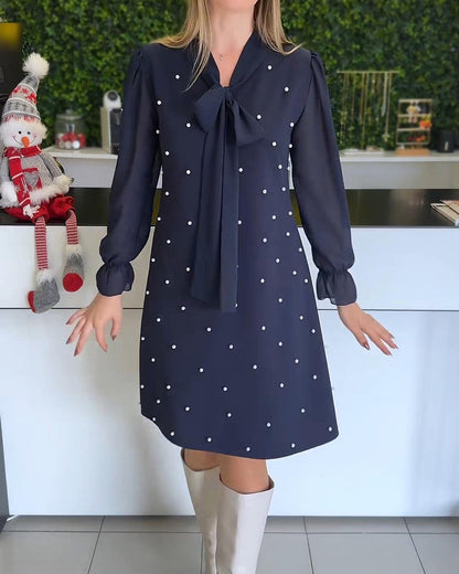 Chic Long-Sleeve Patchwork Maxi Dress